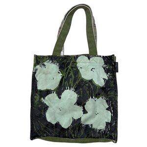 Vtg Andy Warhol Loop NYC Flowers Painted Canvas Tote Bag Art To Wear Designer Co